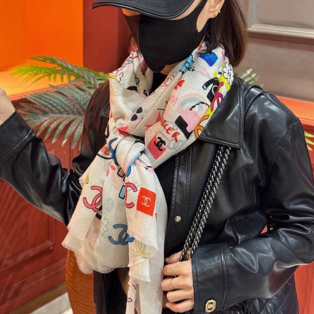 CHANEL 26S SCARF 200 IN CASHMERE AND SILK 307209