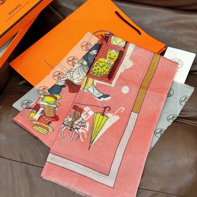 HERMES 26S LONG SCARF 200 IN CASHMERE AND SILK 307234