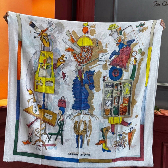 HERMES 26S LONG SCARF 200 IN CASHMERE AND SILK 307235