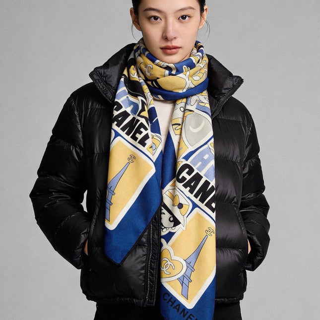 CHANEL 26S SCARF 135 IN CASHMERE AND SILK 309867