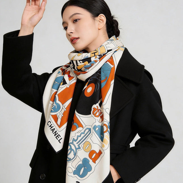 CHANEL 26S SCARF 135 IN CASHMERE AND SILK 309871