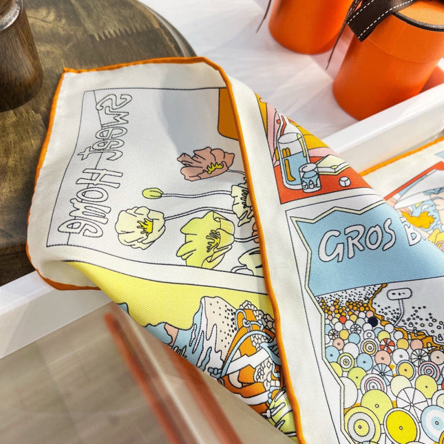HERMES 26S PRINTED SQUARE SCARF 88 IN SILK 309942