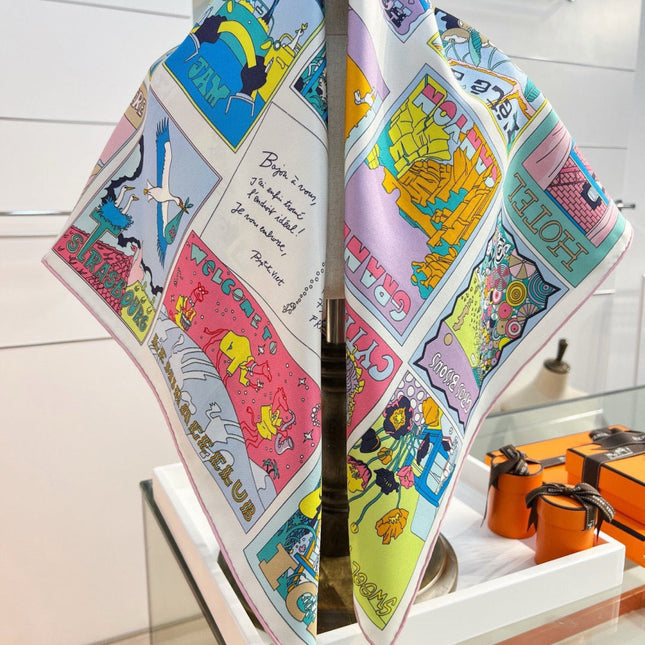 HERMES 26S PRINTED SQUARE SCARF 88 IN SILK 309945