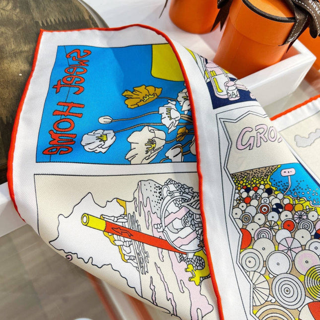 HERMES 26S PRINTED SQUARE SCARF 88 IN SILK 309946