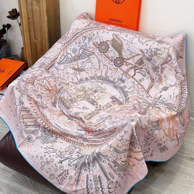 HERMES 26S PRINTED SQUARE SCARF 135 IN SILK 311975