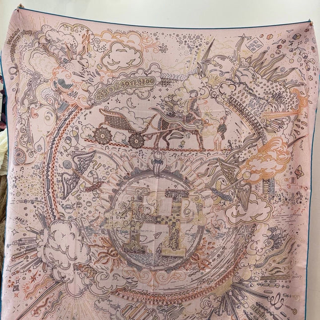 HERMES 26S PRINTED SQUARE SCARF 135 IN SILK 311975