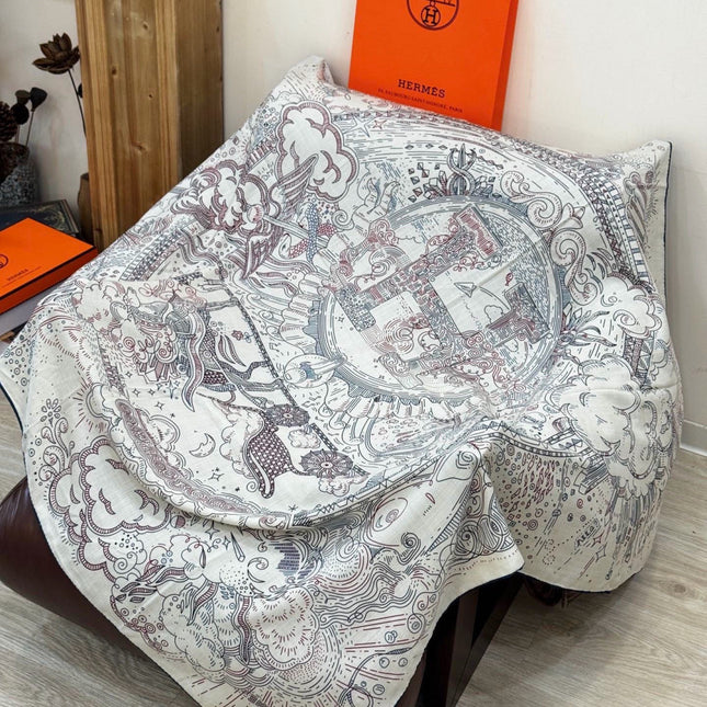 HERMES 26S PRINTED SQUARE SCARF 135 IN SILK 311976