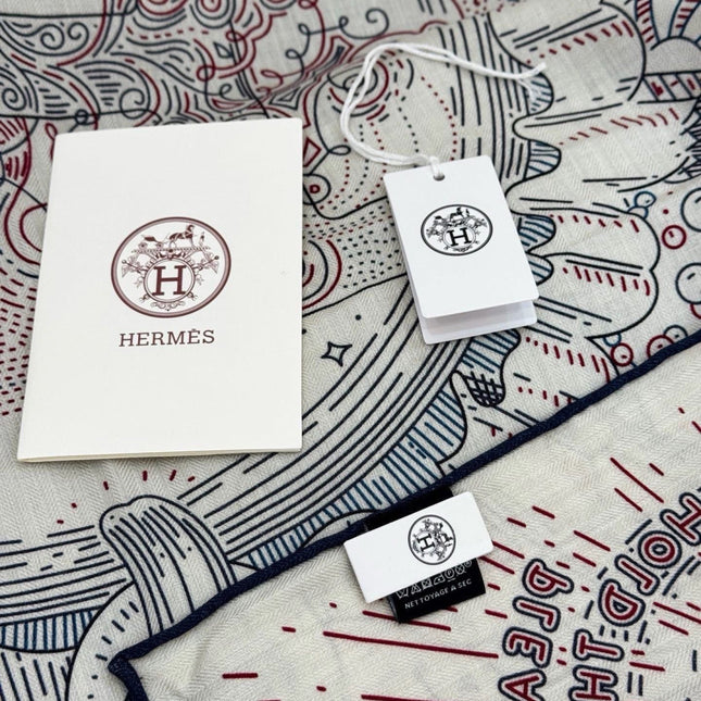 HERMES 26S PRINTED SQUARE SCARF 135 IN SILK 311976