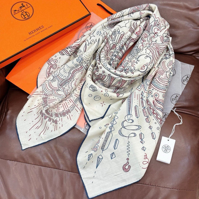 HERMES 26S PRINTED SQUARE SCARF 135 IN SILK 311976