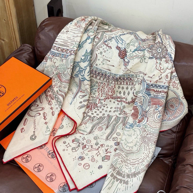 HERMES 26S PRINTED SQUARE  SCARF 135 IN SILK 311977