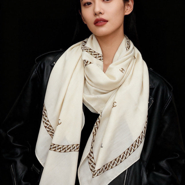 CHANEL 26S SCARF 135 IN SILK AND CASHMERE 313344