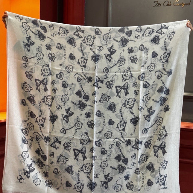 CHANEL 26S PRINTED SHAWL 200 IN SILK 313395