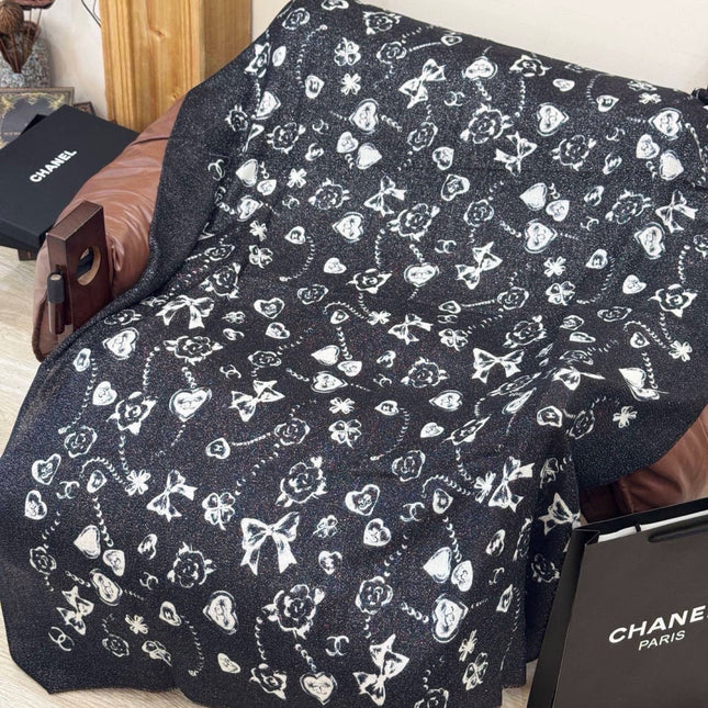 CHANEL 26S PRINTED SHAWL 200 IN SILK 313396