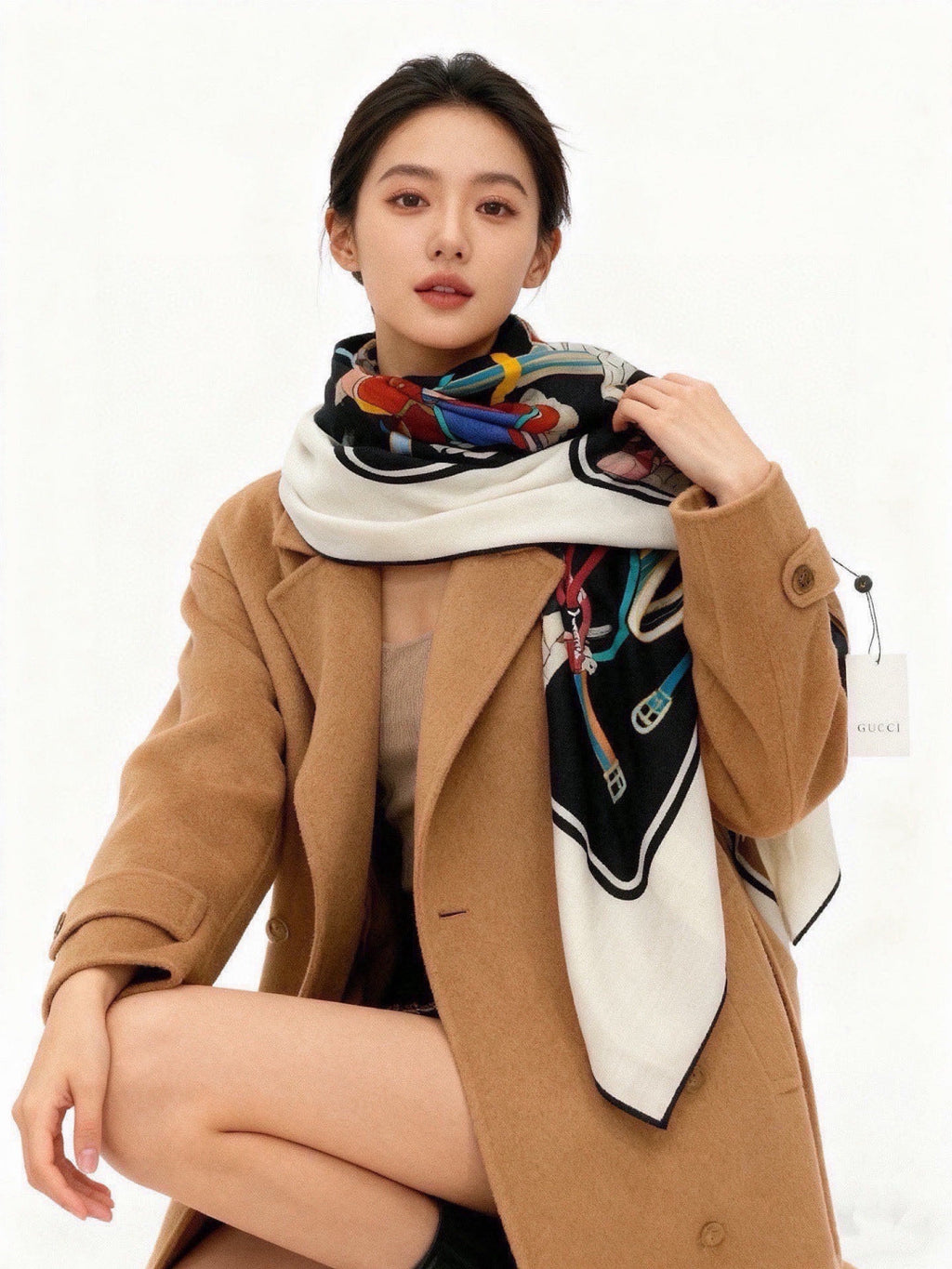 GUCCI 26S SCARF 135 IN CASHMERE AND SILK 315140