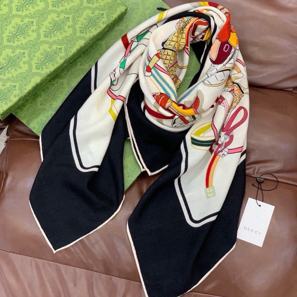 GUCCI 26S SCARF 135 IN CASHMERE AND SILK 315141