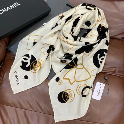 CHANEL 26S SCARF 140 IN SILK AND CASHMERE 509437