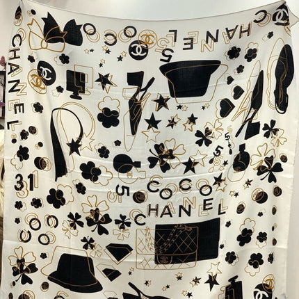 CHANEL 26S SCARF 140 IN SILK AND CASHMERE 509437