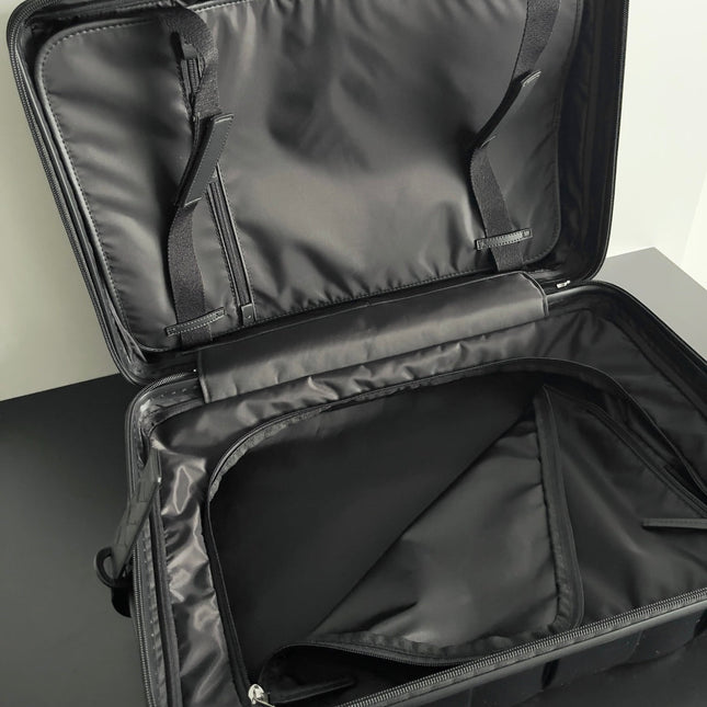 BOTTEGA VENETA 25S ODYSSEY CABIN 3D INTRECCIO PATTERN LUGGAGE 55 IN BLACK CALFSKIN