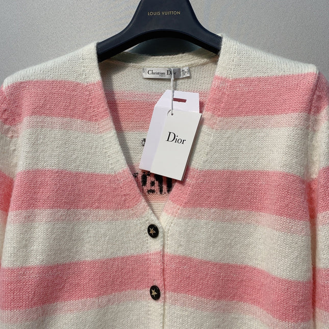 DIOR 26S STRIPED V-NECK CARDIGAN 999