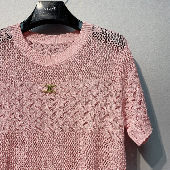 CELINE 26S LOGO SHORT SLEEVE KNITTED TOP 179