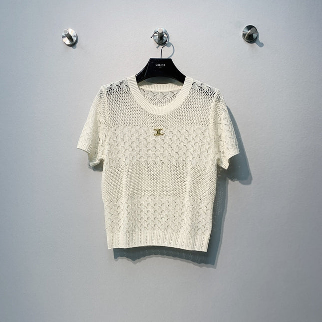 CELINE 26S LOGO SHORT SLEEVE KNITTED TOP 178