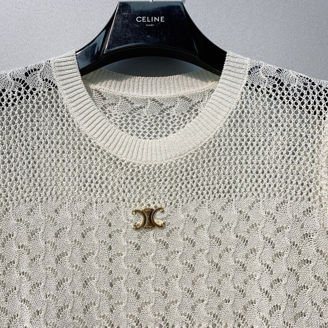 CELINE 26S LOGO SHORT SLEEVE KNITTED TOP 178