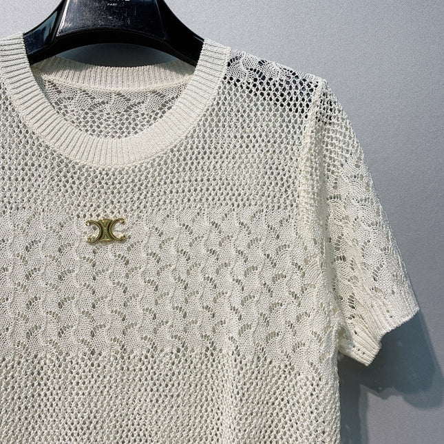 CELINE 26S LOGO SHORT SLEEVE KNITTED TOP 178