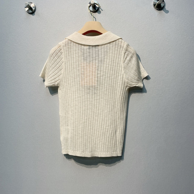 MIUMIU 26S SHORT-SLEEVED KNIT POLO SHIRT STYLE 1089