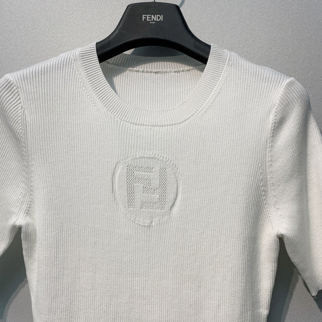 FENDI 26S SHORT-SLEEVE KNIT TOP 460