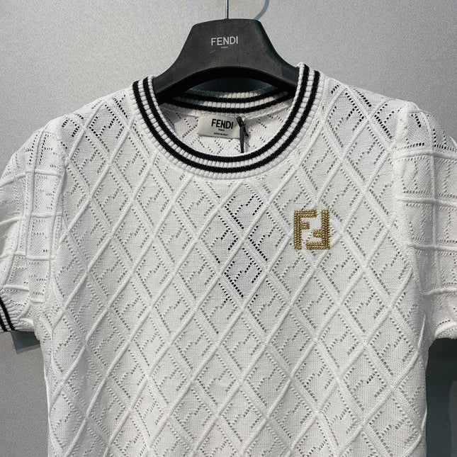 FENDI 26S SHORT-SLEEVE KNIT TOP 428