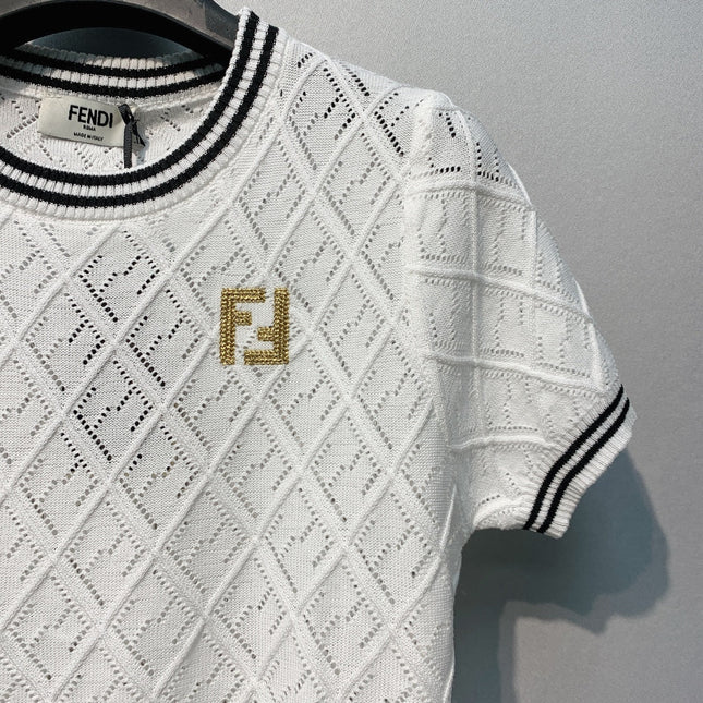 FENDI 26S SHORT-SLEEVE KNIT TOP 428