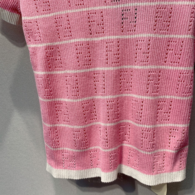 FENDI 26S SHORT-SLEEVE KNIT TOP 384