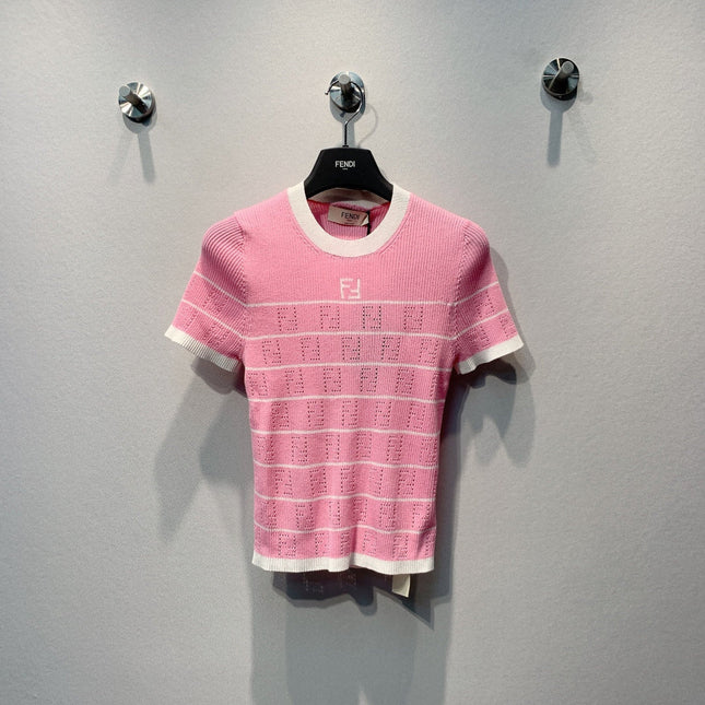 FENDI 26S SHORT-SLEEVE KNIT TOP 384