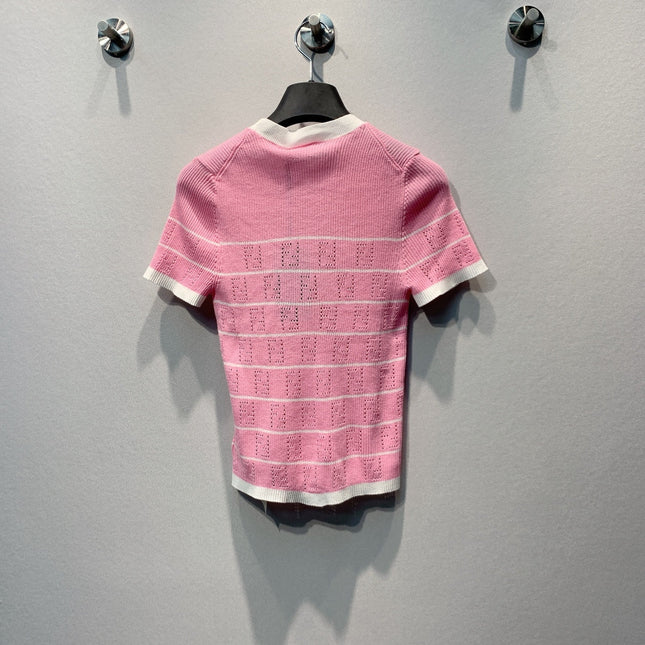 FENDI 26S SHORT-SLEEVE KNIT TOP 384