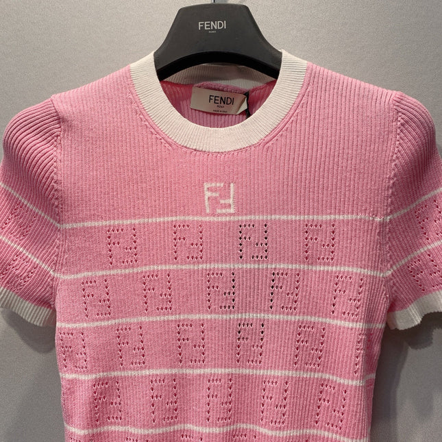 FENDI 26S SHORT-SLEEVE KNIT TOP 384