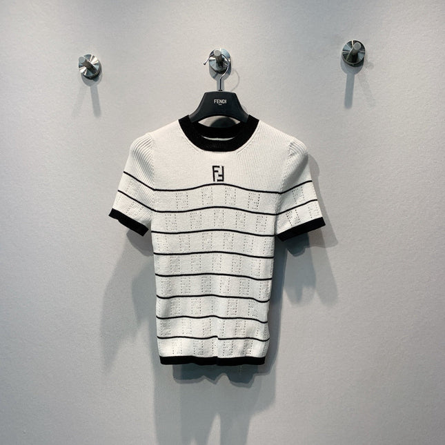 FENDI 26S SHORT-SLEEVE KNIT TOP 383