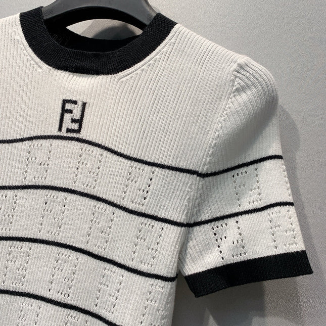 FENDI 26S SHORT-SLEEVE KNIT TOP 383