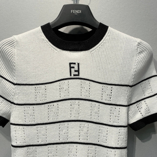 FENDI 26S SHORT-SLEEVE KNIT TOP 383
