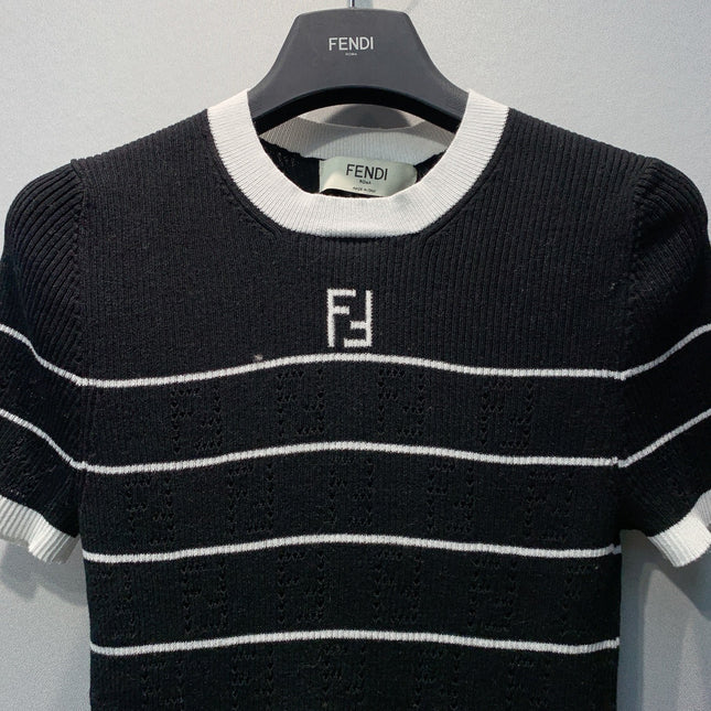 FENDI 26S SHORT-SLEEVE KNIT TOP 382
