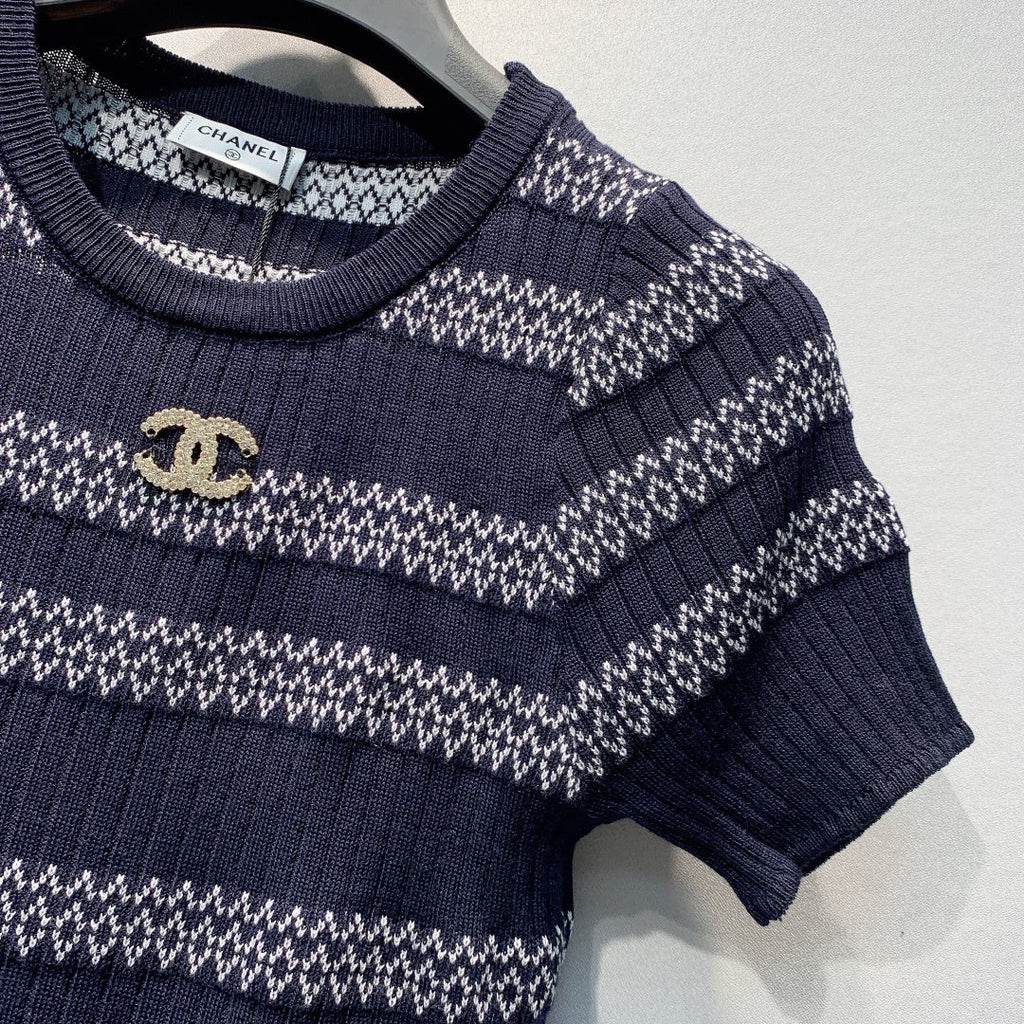 CHANEL 26S KNIT SHORT SLEEVE T-SHIRT STYLE 1283