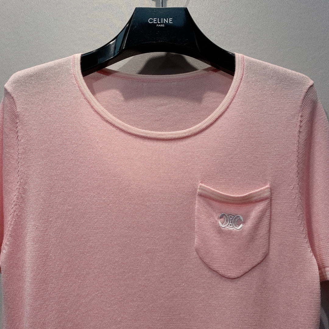 CELINE 26S SHORT-SLEEVE KNIT T-SHIRT 459