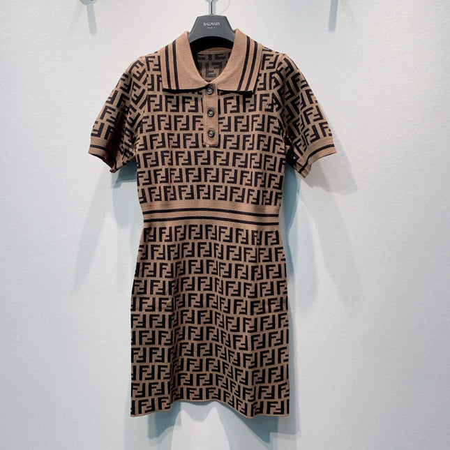 FENDI 26S SHORT-SLEEVE KNIT DRESS 363