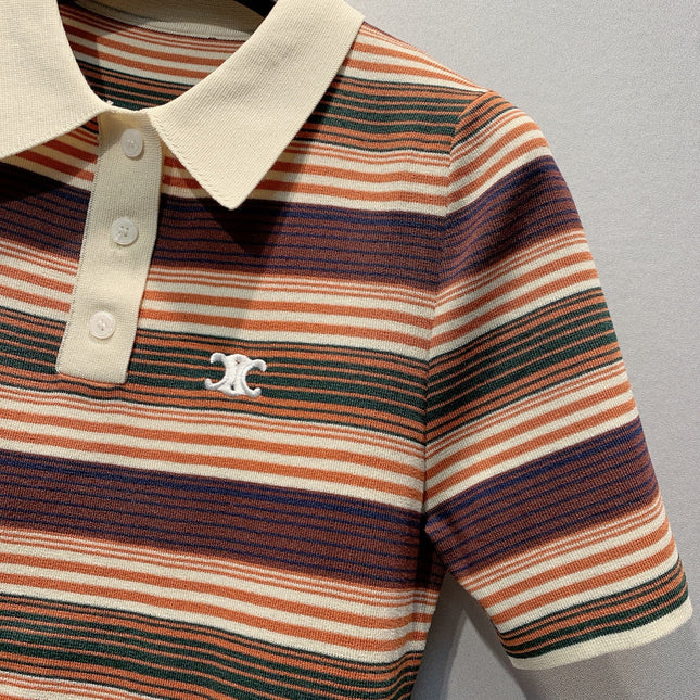 CELINE 26S STRIPED SHORT-SLEEVE POLO SHIRT 441