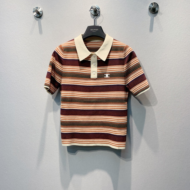 CELINE 26S STRIPED SHORT-SLEEVE POLO SHIRT 441