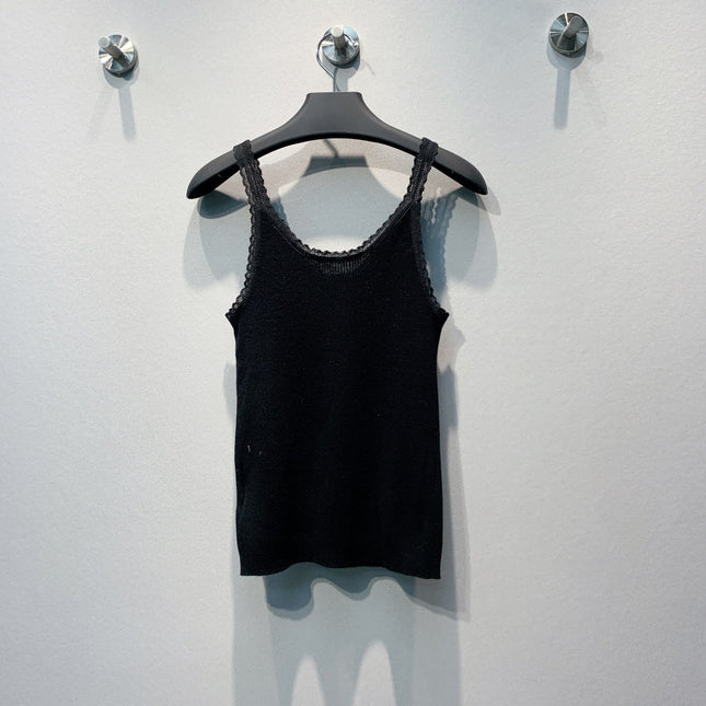 PRADA 26S LACE-TRIMMED SLEEVELESS TOP 1001