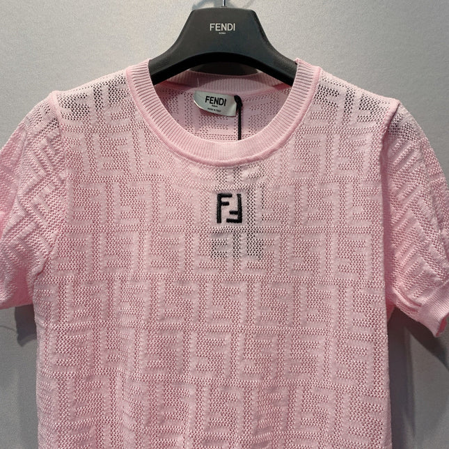FENDI 26S SHORT-SLEEVE KNIT TOP 336