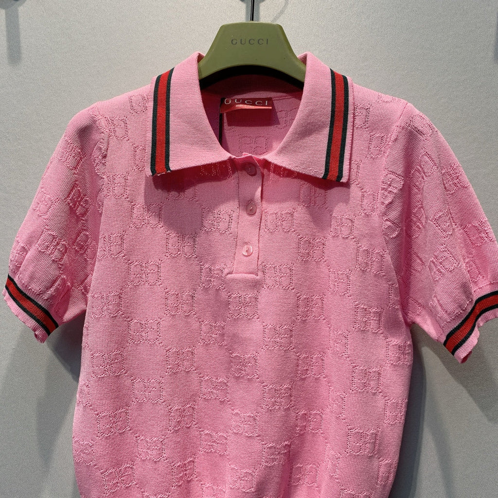 GUCCI 26S SHORT-SLEEVE KNIT POLO SHIRT 378