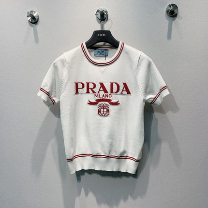 PRADA 26S SHORT-SLEEVE CREW-NECK KNIT TOP 1173