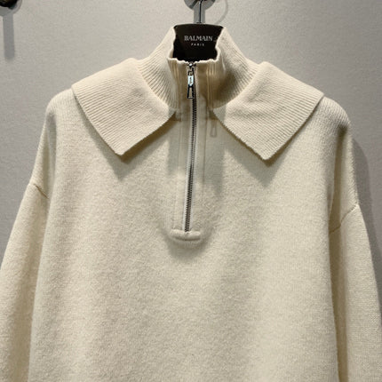 HERMES 26S ZIP-NECK POLO SWEATER 616