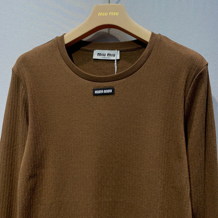 MIUMIU 26S LONG-SLEEVE CREWNECK KNIT TOP 1446
